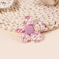 Handmade fabric floral accessory with pink and yellow flowers and purple button - Purple Floral (#6)