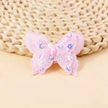Pink double-layer butterfly accessory with lace wings, sequins, and a central gemstone - Rose Red