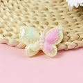 Zweilagige Schmetterling-Stoffapplikation in Pastellrosa und Mintgrün mit Glitzereffekt - Rosa Grün Gelb Gemischt (#2)