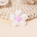 Pink and beige floral fabric 3D flower accessory for DIY hair clips and bags - Pink Base Floral (#8)