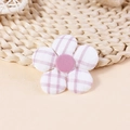 Handmade pink plaid fabric five-petal flower accessory for DIY hair clips and bags - Pink Purple Gingham (#9)