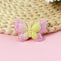 Pink and yellow gradient fabric butterfly hair accessory with glitter coating - Pink Yellow Mixed (#5)