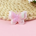 Pink double-layered butterfly fabric patch with glitter finish for DIY hair accessories - Pink (#6)