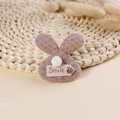 Schattig koffiebruin gebreid konijnenhoofdje met Smile-label en kristal voor DIY-clips - Bruin Gebreid Konijn (#9)