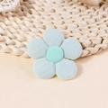 Handmade fabric 3D flower accessory in light blue petals with a green center core - Blue Green (#11)