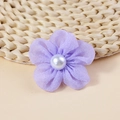 Lavender chiffon fabric flower with white pearl center for DIY hair accessories - Handmade Fabric Flower (FJ455) / Purple