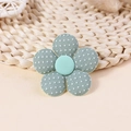 Handmade light green fabric flower with white polka dots and central button detail - Light Green Polka Dot (#12)