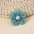 Handmade mint green fabric mesh flower accessory with a centered faux pearl bead - Handmade Fabric Flower (FJ455) / Mint Green
