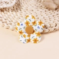 Handmade fabric 5-petal floral accessory with yellow and blue floral print patterns - Yellow Blue Floral (#13)
