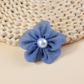 Dark blue chiffon five-petal DIY fabric flower accessory with faux pearl center - Handmade Fabric Flower (FJ455) / Dark Blue