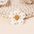 Handmade fabric 3D flower accessory with white waffle texture and brown polka dots - Waffle Polka Dot (#15)