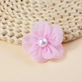 Pink fabric gauze flower accessory with faux pearl bead for DIY craft and fashion decor - Handmade Fabric Flower (FJ455) / Rose Pink