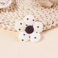 Handmade 3D waffle fabric flower in cream with brown polka dots for DIY hair accessories - Waffle Coffee Polka Dot (#20)