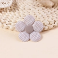 Handmade fabric 3D padded flower accessory in beige and brown plaid for DIY crafts - Beige Brown Gingham (#22)