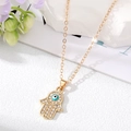 Collana mano di Fatima dorata con ciondolo malocchio e strass brillanti per donna - Collana Mano di Fatima Oro Piccolo Occhio Verde Bianco