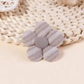 Handmade khaki 3D fabric flower accessory with white stripes and cotton stuffing - Brown Gray Stripe (#25)