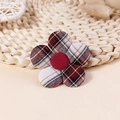 Handmade red plaid fabric 3D flower accessory for DIY hair clips and bags - Vintage Red Brown Gingham (#26)