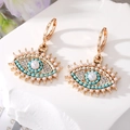 Evil Eye Creolen mit bunten Türkisen, Perlen und Kristallen in Goldoptik - Blauer Strass Gold (4)