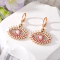 Evil Eye Creolen mit rosa Kristallen und Perlen in luxuriöser Gold-Optik für Damen - Rosa Strass Gold (2)