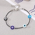 Bohemian Evil Eye bead bracelet with adjustable black cord and colorful Nazar charms - Black Rope Four Colorful Eyes