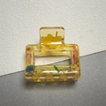 Amber translucent resin hair claw clip with embedded colorful dried flowers - Yellow Flower Small Claw Clip 1