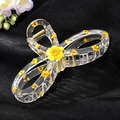 Macro view of transparent resin hair claw clip with yellow dried flowers and metal spring - Transparent Epoxy Dried Flower (5#) / Sunflower