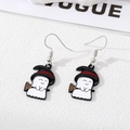 Close-up of cute Halloween ghost earrings with witch hat and broom in enamel finish - Black Hat Ghost Style (8# Black Hat Ghost (Silver Hook))