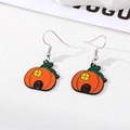 Süße Halloween Kürbis Ohrringe aus orangem Emaille und Legierung auf weißem Untergrund - Haus Kürbis Stil (1# Haus Kürbis (Silberhaken))