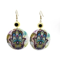 Boheemse Hamsa Hand oorbellen met boze oog kralen in Afrikaanse vintage volksstijl - Kleurrijke Kleine Hand