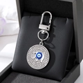 Porte-clés éléphant avec œil porte-bonheur et strass brillants sur support en alliage - Éléphant Strass Argent