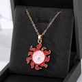 Collar bohemio dorado con colgante de ojo de sol y llamas en estuche de joyería - Cadena de Oro Ojo de Sol Rojo
