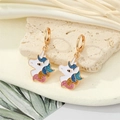 Cute colorful glitter unicorn necklace and earring set with golden metal finish for women - Unicorn Hoop Earrings