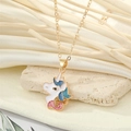 Rainbow glitter unicorn pendant necklace with gold plated chain for girls and kids - Unicorn Necklace