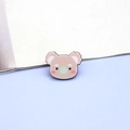 Detail of a cute cartoon koala enamel brooch with pink blush and mint green nose badge - Bear