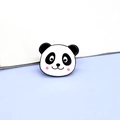 Close-up of a cute panda enamel brooch pin with black and white resin finish - Panda