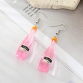 Boucles d'oreilles créatives en résine rose en forme de bouteille de vin pour femme - Bouteille de liqueur rose
