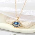 Collana vintage con ciondolo occhio del male blu in smalto e cristalli luminosi - Oro