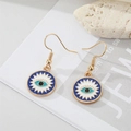 Vintage gouden Evil Eye oorbellen met kleurrijke emaille bedeltjes voor een boho-look - Donkerblauw Zonnestraal Boze Oog