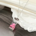 Daisy wish bottle necklace with real pink dried flowers in a glass cylinder pendant - Pink