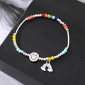 Colorful beaded bracelet with rainbow beads, smiley face charm and rainbow cloud pendant - Smile Bracelet