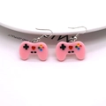 Rosa Spiele-Controller-Ohrringe aus Harz mit bunten Tasten und Silberhaken - Rosa