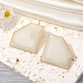 French vintage pentagon resin earrings with gold beaded frames and fine glitter - Off White