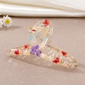 Pince à cheveux élégante en résine transparente avec fleurs séchées et ressort doré chic - Grande Pince S Fleurs Colorées