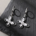 Elegant silver butterfly earrings with marquise-cut white zircons and hook closure - Butterfly