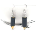 Creative resin pencil drop earrings with silver hooks for a unique fashion jewelry style - Black
