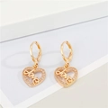 Elegant gold heart-shaped hoop earrings with sparkling zircon stones and love letter design - Heart Shape Hoop Earrings Set