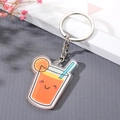Cute cartoon orange juice cup acrylic keychain with smiling face and slice decoration - Orange Juice Keychain