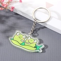 Süßer Frosch-Anhänger aus Acryl im Erbsenschoten-Design mit Schlüsselring aus Silbermetall - Frosch Schlüsselanhänger