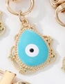 Colgante de ojo de la suerte en forma de gota con esmalte azul y acabado dorado - Gota de Agua Esmalte Azul (K200)