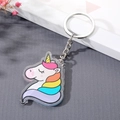 Cute acrylic unicorn keychain with colorful mane and silver metal ring for women - Unicorn Style